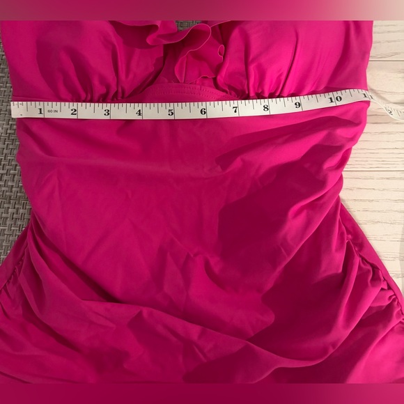 DKNY Womens Ruffle V-Neck One Piece Swimsuit with Tummy Control Size S NWT - Picture 5 of 11